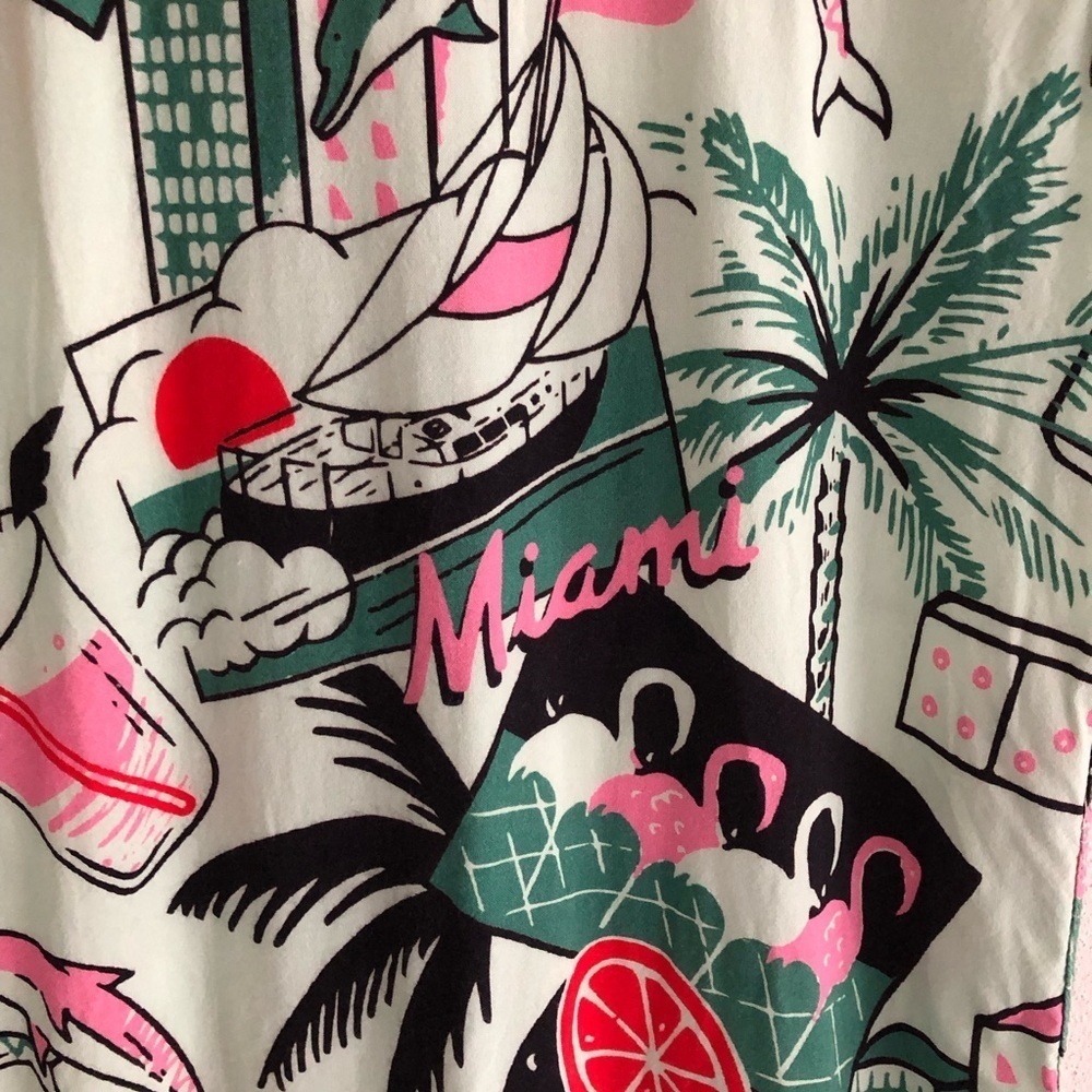 Duvin Design Shirt Short Sleeve Miami Flamingo Tropical Print Mint Green Small - Picture 7 of 9